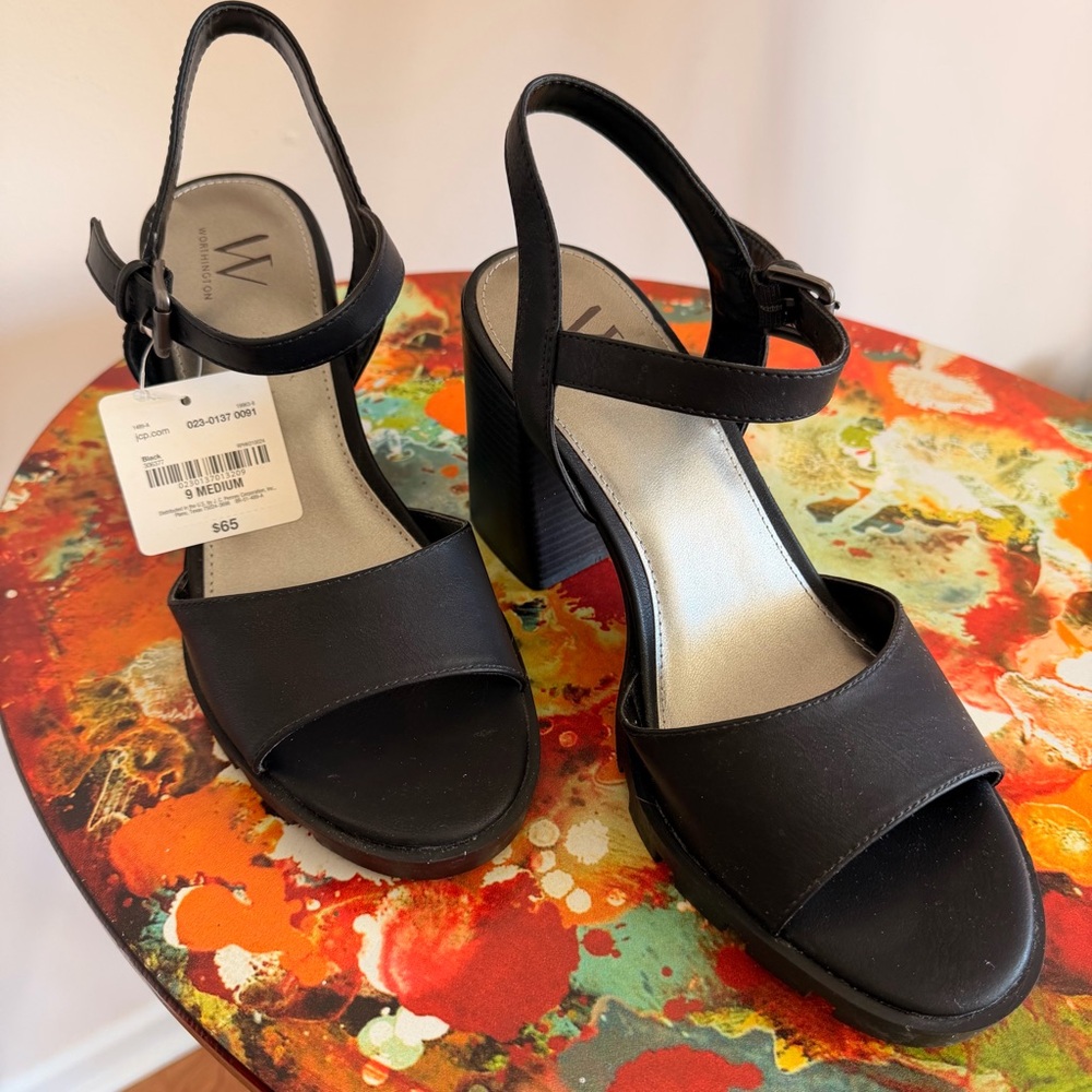 Worthington Black Slingback Heel Sandals - NEVER WORN W/ TAGS